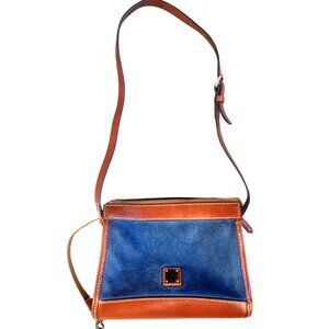 Vintage Authentic Dooney & Bourke Two-Tone Blue Suede Leather Shoulder Purse